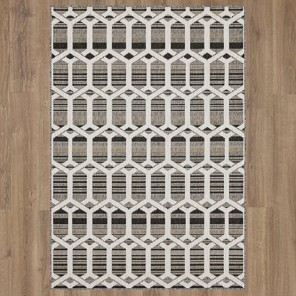 Mohawk Home Clemente Geo Outdoor Area Rug, Dark Grey, 8' x 10'