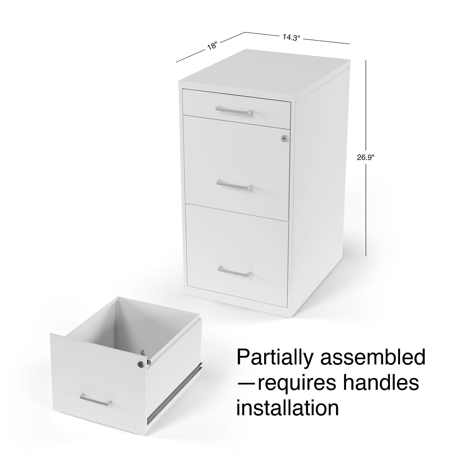 Staples 3-Drawer Light Duty Vertical File Cabinet Locking Letter White 18"D 2/Pack ST52144-CCVS