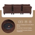 thumbnail image 5 of EUROCO 92" Modern L-Shape  Sofa Couch, Teddy Velvet 4 seat Sectional Sofa with Storage Ottoman,3 pillows and Charging Ports, Interior Furniture for Living Room, Apartment, Brown, 5 of 11