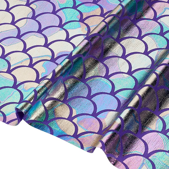 Sparkly Hologram Spandex Printed Fish Scale Fabric Stretch Fabric Purple 150x0.02cm