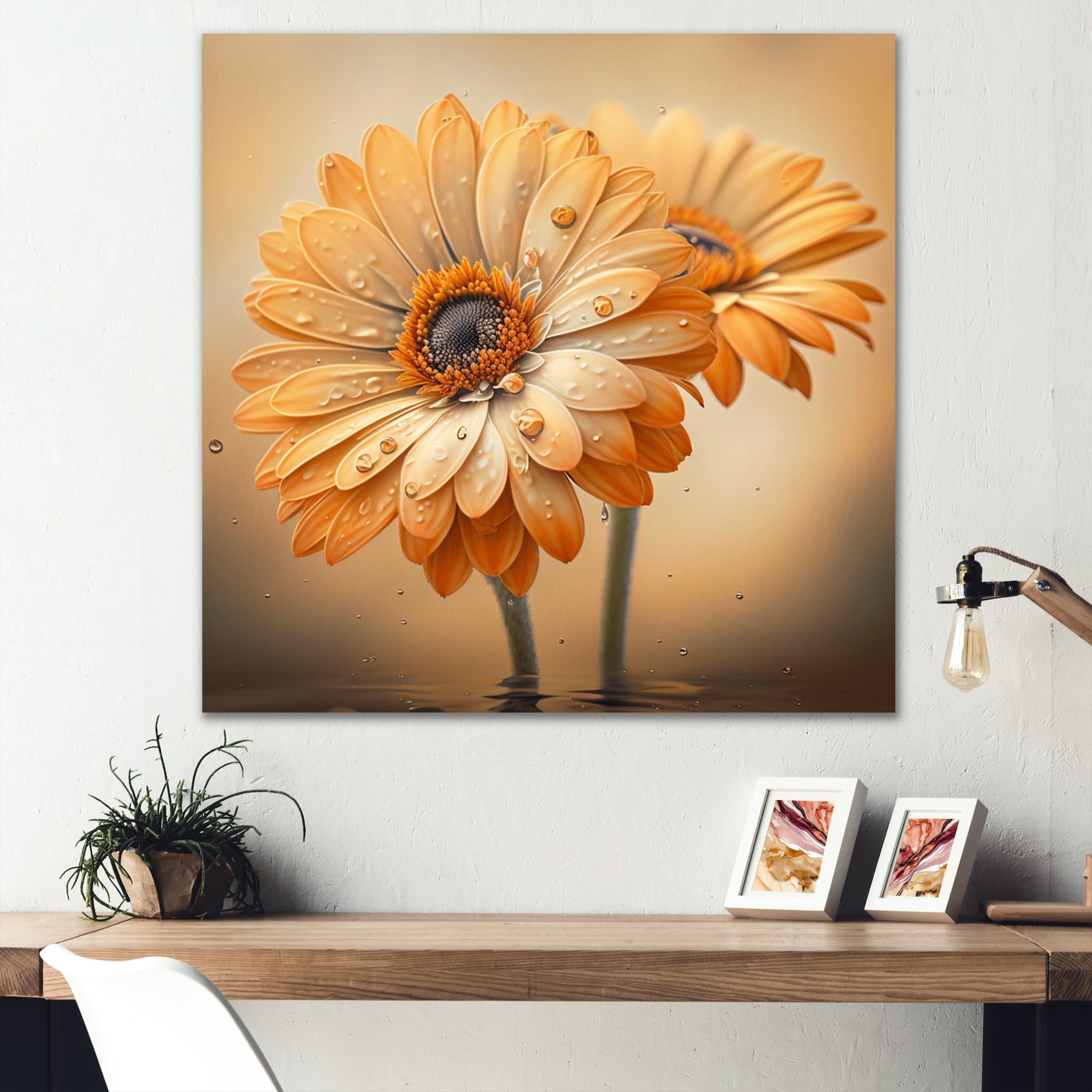 Designart Orange And White Daisy'S I Canvas Wall Art