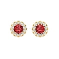 thumbnail image 3 of 1.18 Ct Round Cut Halo Studs Red Natural Garnet 14K Yellow Solid Solid Gold Everyday Dainty Earrings Screw Back, 3 of 7