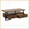 thumbnail image 6 of Contemporary Walnut & Rustic Black Coffee Table with 2 Dovetail Drawers for Living Room, Metal Framing, 6 of 6
