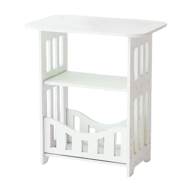 Mini mesita de noche de 40 x 36 x 24 cm, multifuncional, ideal para dormitorio o sala de estar, de PVC con esquinas redondeadas, ideal para libros, tazas y decoración.