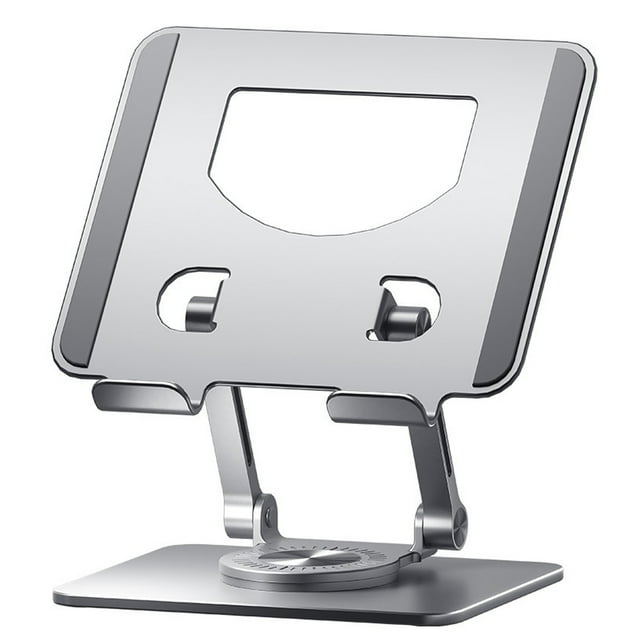 Soporte para computadora portátil, soporte ajustable para computadora, base giratoria de 360 grados, eje giratorio doble, totalmente plegable