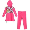thumbnail image 5 of IBTOM CASTLE Kids Girls Muslim Swimsuit Long Sleeve Butterfly Flower Printed Islamic Swimwear Burkini Full Cover Cap Top Pants 3PCS Modest Bathing Suit 5-6 Years Hot Pink, 5 of 8