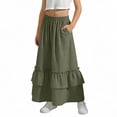 thumbnail image 2 of HBGVBA Girl's Ruffle Long Skirts,Casual Flowy Skirs for Summer,Kids Solid High Waist with Pockets Elastic Waist Long Ruffle Hem A-Line Skirt, 2 of 5