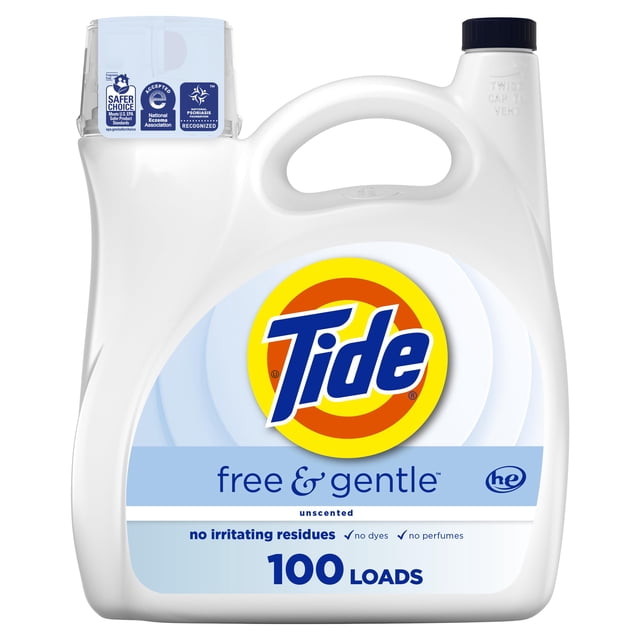Detergente para ropa Tide Free & Gentle, 3,9 L, 100 cargas