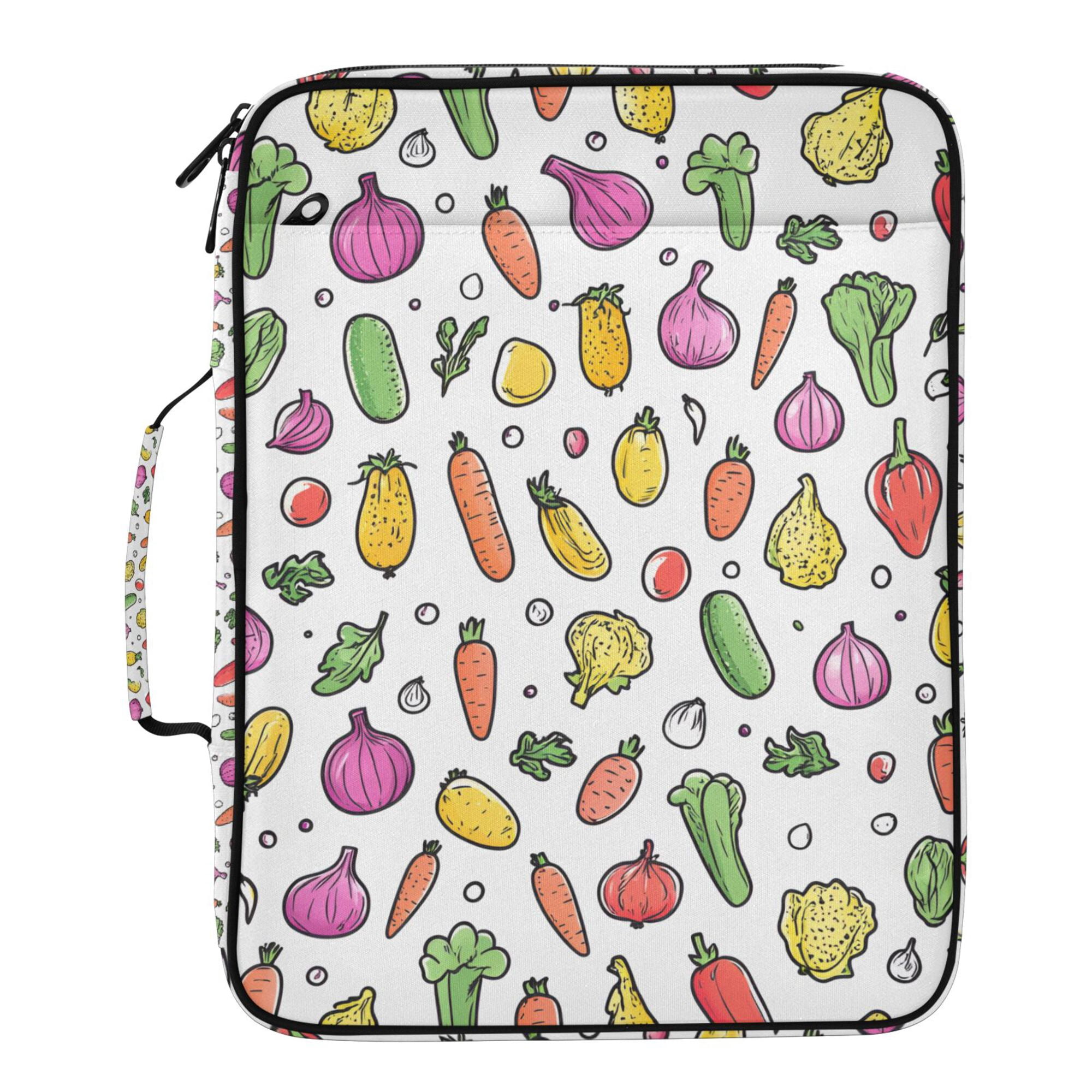 FORMRS Accordion File Folder A4 Size 7-Pocket Expanding Document Organizer Bag with 3 Ring Binder, Various Vegetables Pattern
