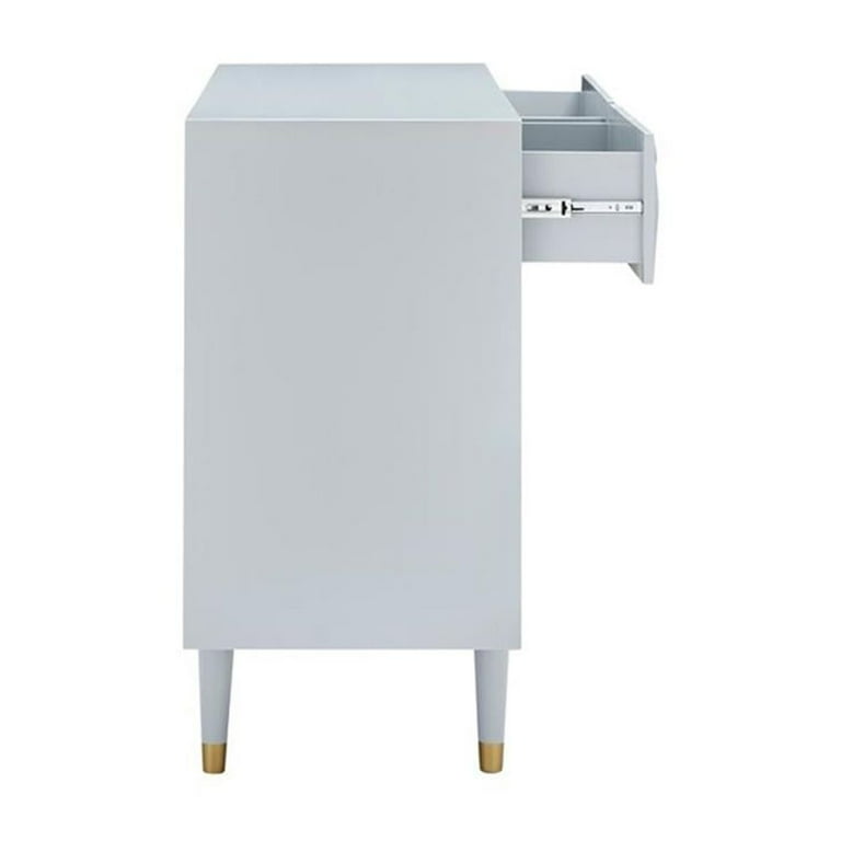 grey dresser gold hardware Essentials for Living Bradley 7-Drawer Double Dresser in Dove Gray
