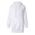 thumbnail image 3 of Sudaderas con capucha sólidas para mujer Espesar Suéter de bolsillo de manga larga de gran tamaño (Blanco S), 3 of 3