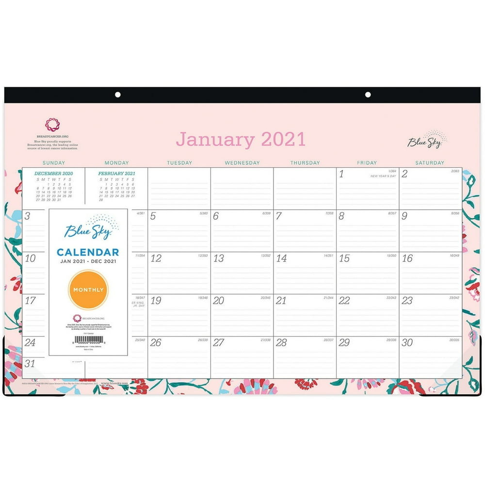 Blue Sky 2020 Monthly Desk Pad Calendar, Ruled Blocks, 17" x 11