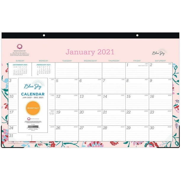 Blue Sky 2020 Monthly Desk Pad Calendar, Ruled Blocks, 17