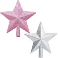 thumbnail image 1 of wonima02 2 Pack Glittered Mini Star Christmas Tree Topper Star Treetop for Small Christmas Tree Ornaments (Silver Pink), 1 of 1
