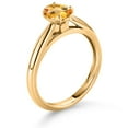 thumbnail image 3 of Gem Stone King 10K Yellow Gold Yellow Citrine Solitaire Engagement Ring for Women (0.73 Cttw, Oval Checkerboard 7X5MM, Gemstone November Birthstone, Size 8), 3 of 4