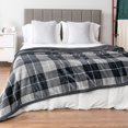 thumbnail image 6 of PAVILIA Plaid Sherpa Throw Blanket for Couch Sofa Bed, Dark Grey, 50x60, 6 of 8