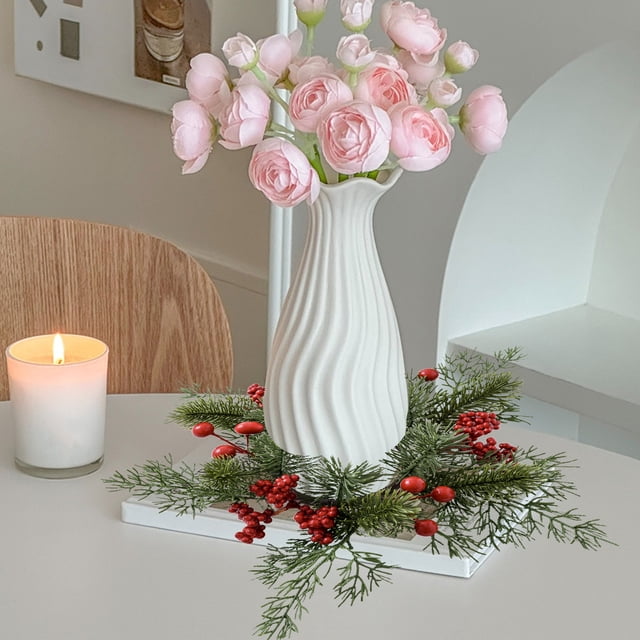 Ofertas Exclusivas, Decoración navideña Corona Vela Candelabro Corona Decoración Anillo Adornos para mesa Decoración de botellas de vino Akmoler