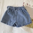 thumbnail image 6 of Jean Shorts for Girls Elastic High Waisted Front Split Trendy Summer Skirt Shorts Denim Casual Skorts, Blue 1-2 Years, 6 of 7
