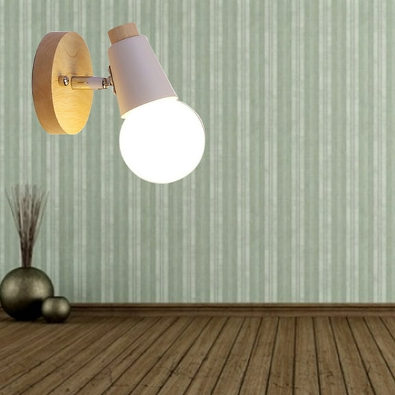 WHAMVOX White Iron Wall Lamp with E27 Socket for Bedroom Living Room Decor Bright Light Anywhere 6.3 Inches