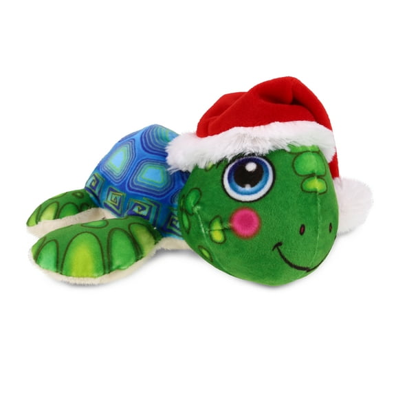 DolliBu Santa Sea Turtle Stuffed Animal Plush Toy - Super Soft Sea Turtle Plush Animal Dress Up with Red Santa Claus Hat Cute Ocean Life Christmas Holiday Gift - 7 Inch