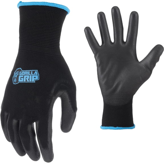 Work Gloves, Never Slip Maximum Grip All-Purpose, Gloves for Men, Superior in Wet, Dry, Oily Conditions, Polymer Palm, Large Size, 10 Pairs, Black/Blue | 25162-60