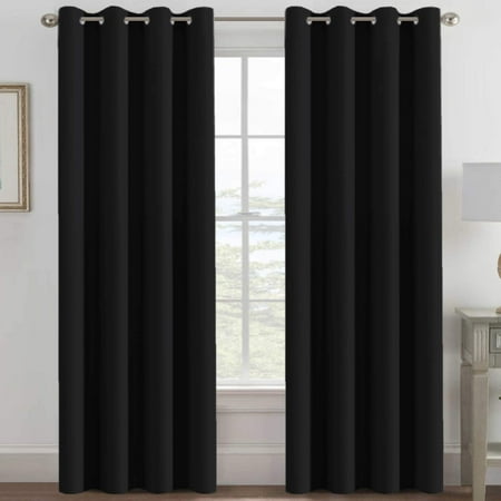 Thermal Insulated Grommet Curtains, Black And White Light Blocking Curtains For Living Room