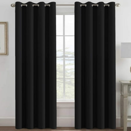 Blackout Curtain For Bedroom Light Blocking Ds Living Room Thermal Insulated Grommet Curtains Feature Thick Soft Textured 52 By 96 Inch Long Black One Panel Canada Thermal Insulated Grommet Curtains, Black And White Light Blocking Curtains For Living Room