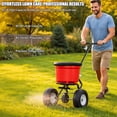 thumbnail image 3 of 90 LB Broadcast Spreader Walk Behind, Lawn Fertilizer Spreader with 12.5" Pneumatic Wheels, Push Grass Seed Spreader for Lawn Care, Garden, Compost & Salt Spreader for Ice Melt, 3 of 9