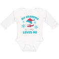 thumbnail image 3 of Inktastic Polar Bear My Grandma Loves Me in Santa Hat with Snowflakes Boys or Girls Long Sleeve Baby Bodysuit, 3 of 5