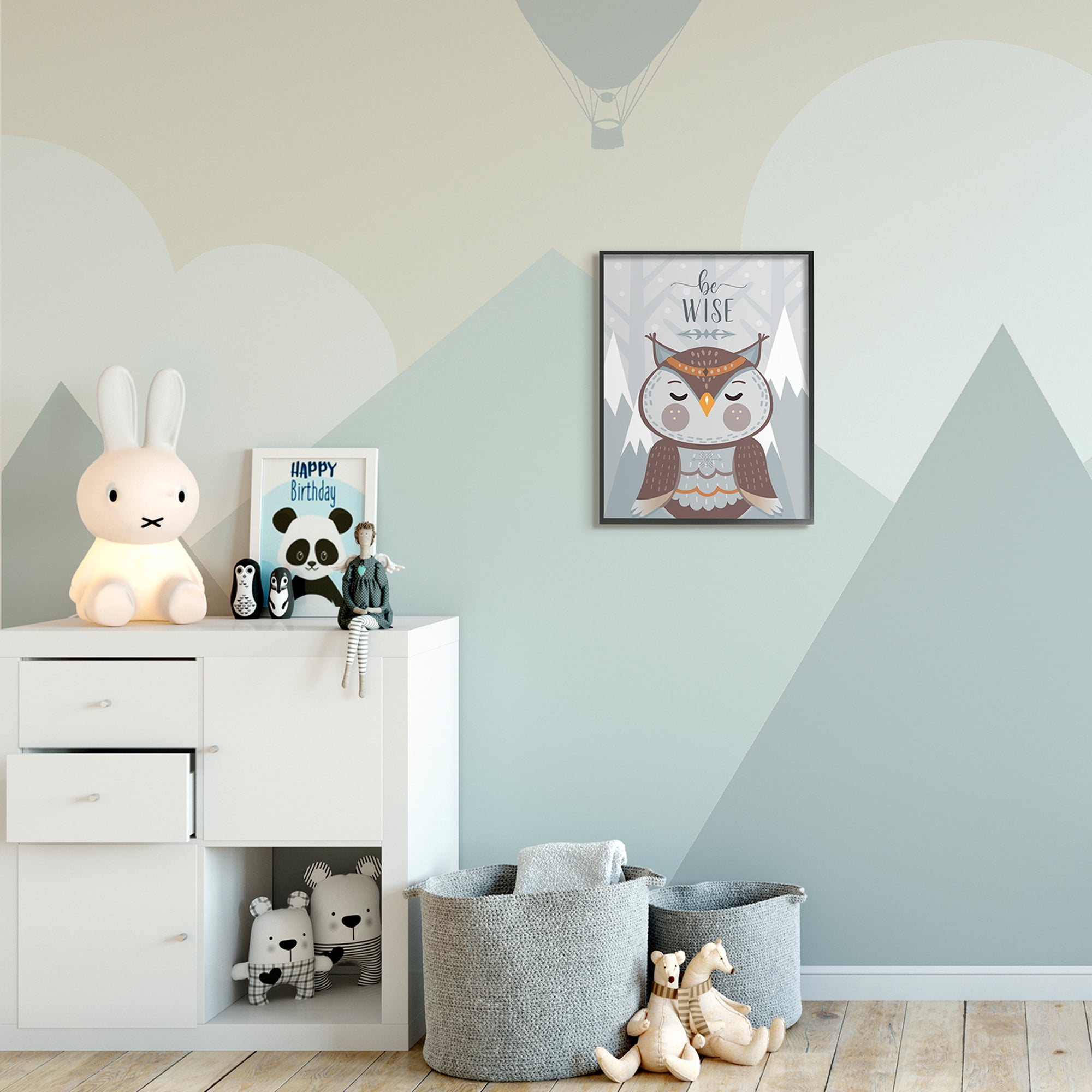 Stupell Industries Be Wise Quote Loveable Owl Snowy Mountains,16 x 20,Designed by AE Design
