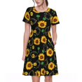 thumbnail image 1 of Balery Flower (2) Vestidos sueltos de manga corta para mujer, vestidos de verano 2025, vestidos casuales de corte A con vuelo., 1 of 6