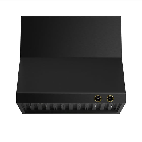 36 in. 900 CFM Wall Mount Range Hood in Titanium Stainless Steel with Gold