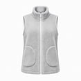 thumbnail image 5 of Womens Vest Jacket Full Zip Solid Color Sleeveless Jacket Fall Winter Casual Regular Length Outerwear with Pockets, 5 of 8