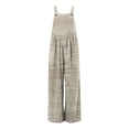 thumbnail image 4 of ICHUANYI Clearance Women Print Jumpsuit Pajamas Casual Buttons Pocket Sleeveless Wide Leg Long Pants(Khaki, XL) ICHUANYI WER2023081007397, 4 of 6