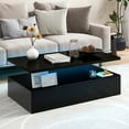 thumbnail image 2 of Gymax LED Coffee Table 2-Tier High Glossy with Adjustable Light & Remote Control, Black, 2 of 10