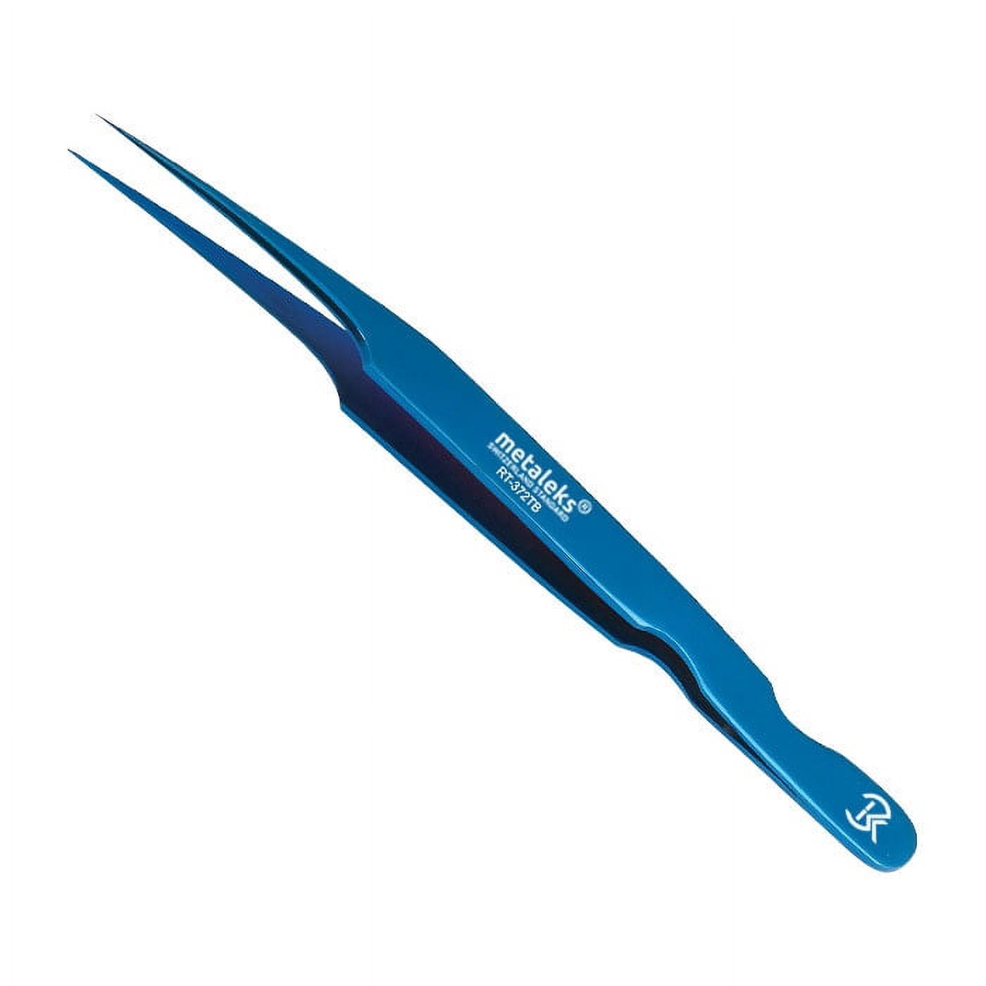 6PCS Complete Blue Titanium Coated Volume Tweezers Eyelash Extension Set With Blue Metallic Magnetic Pouch