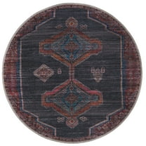 Rugs.com Sisu Collection Washable Rug – 3 Ft Round Gray Flatweave Rug Perfect For Kitchens, Dining Rooms