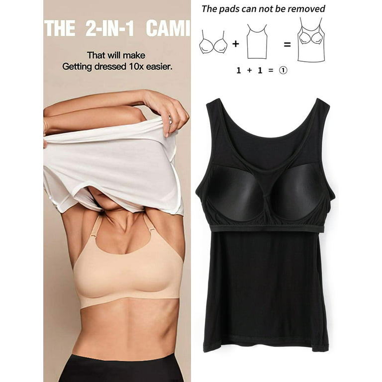 COMFREE Women's Camisole with Built in Bra Tank Tops Layering Stretch  Casual Undershirts Cami Comfort 