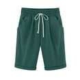 thumbnail image 2 of Harpily Women's Shorts Women Summer Cotton Pants Plus Size High Waisted Shorts Lacing Beach Workout Pocket Five Point Pants Green XXL, 2 of 5