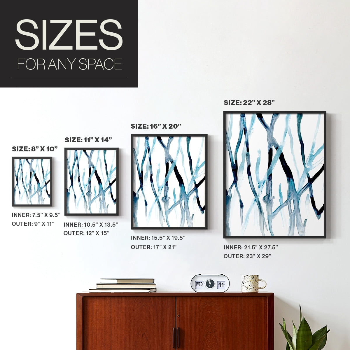 Runnel II Framed Print in Black Solid Wood Framed Print No Nail Hanging