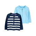 thumbnail image 1 of Simple Joys by Carter's Baby Boys' Assorted Rashguard Set, Pack of 2, Light Blue/Navy, Stripe, 24 Months, 1 of 3