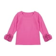 thumbnail image 2 of Dyfzdhu Toddler Girls Solid Color Basic Top Lace Long Sleeve Casual Loose Crew Neck T-shirt 1-8Y, 2 of 4