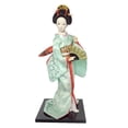 thumbnail image 3 of Figura coleccionable de geisha japonesa de 12 pulgadas, muñeca oriental, estatua artesanal de niña. Verde claro, 3 of 9