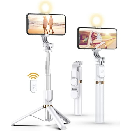 Selfie Stick Tripod with Wireless Remote 46 Cellphone Selfie Stick Tripod with LED Fill Light for iPhone 16/15/14/14 pro/13/13 Pro/12/11/11 Pro/XS Max/XS/XR/X/8/7 and Android Smartphone(Upgrade)