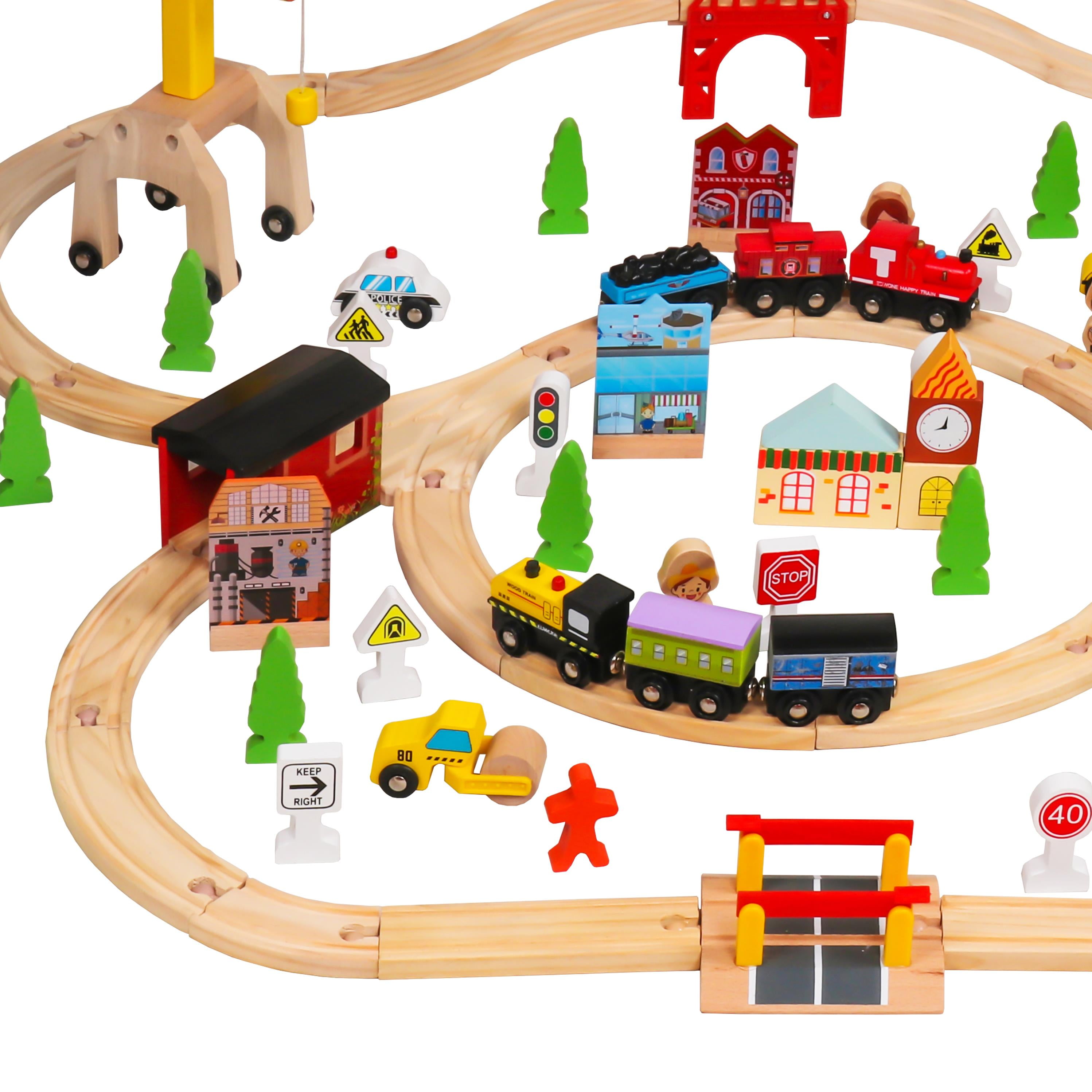 large wooden train set