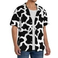 thumbnail image 3 of Ratiio Cow Print Black White Print Mens Casual Short Sleeve Shirts Button Down Textured Shirts Summer Beach Shirt with Pocket Men's Casual Short-sleeved Shirt, 3 of 5