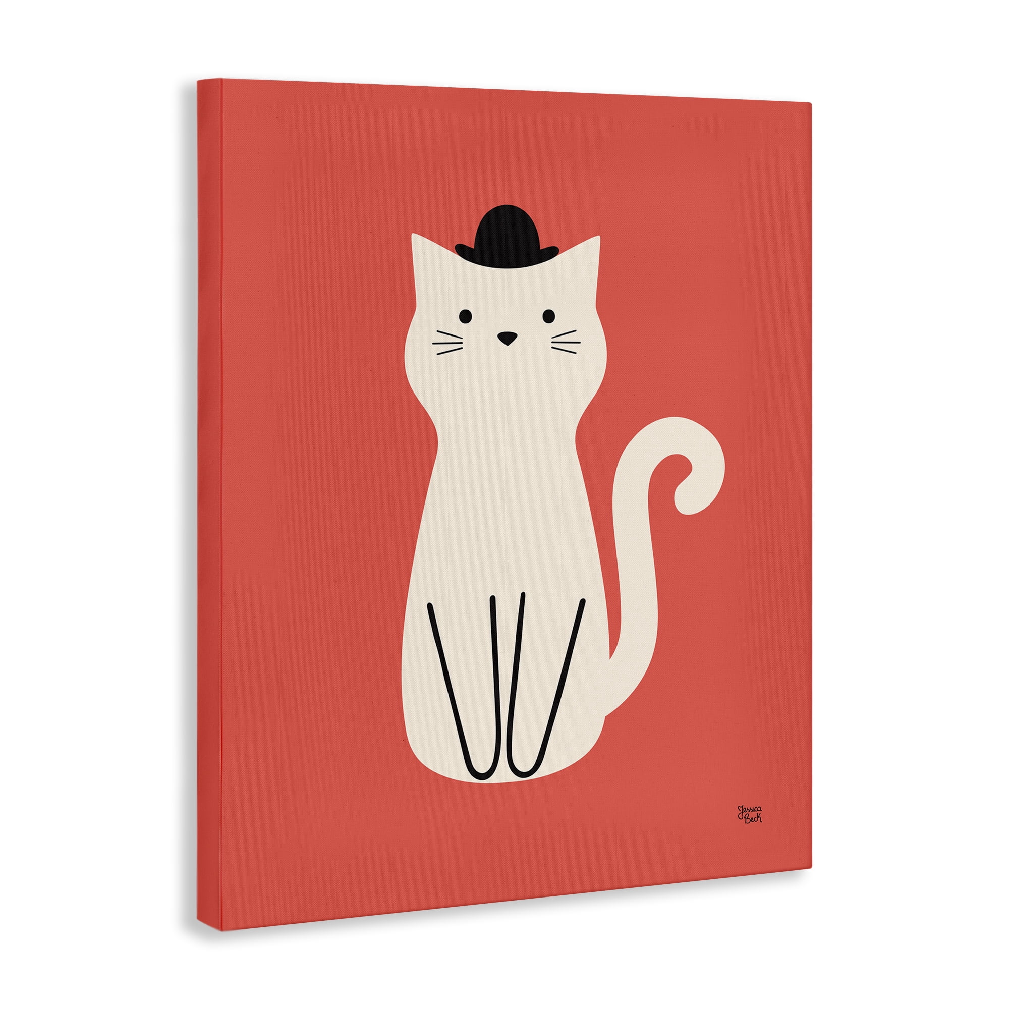 Stupell Industries Cat with Top Hat Animals Painting Wrapped Canvas Art Print Wall Art, 36 x 48