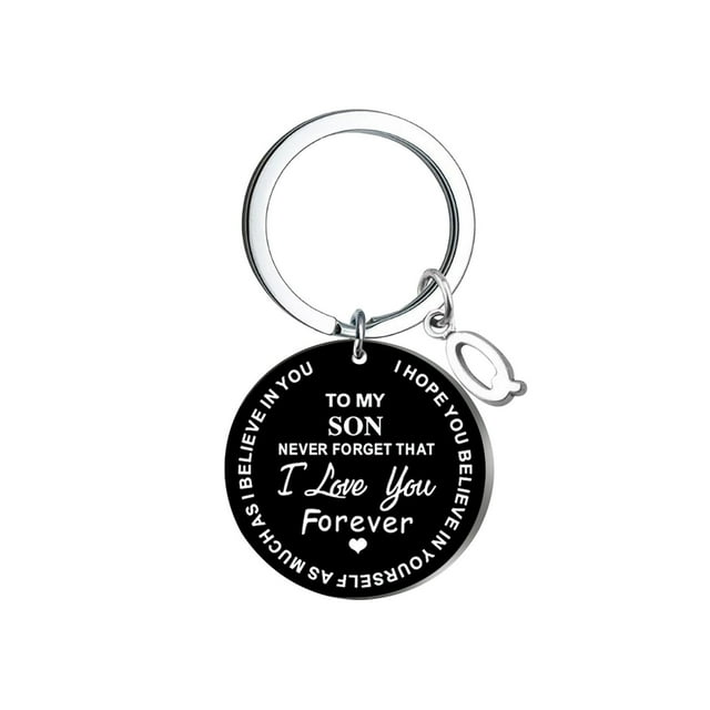 DIY creativo para mi hijo, llavero de 26 letras con apellido de acero inoxidable negro, 2,5 cm Wmkox8yi sjalhkljlk3826