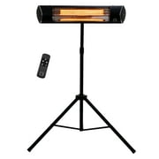 Kenmore Carbon Infrared 1500W Electric Patio Heater with Tripod and Remote, KH-7E01-BKTP, Black