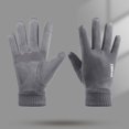 thumbnail image 1 of Guantes de gamuza para hombre, otoño e invierno, resistentes al viento, a prueba de frío, finos, cálidos, con pantalla táctil, forro polar grueso para montar en motocicleta, 1 of 6